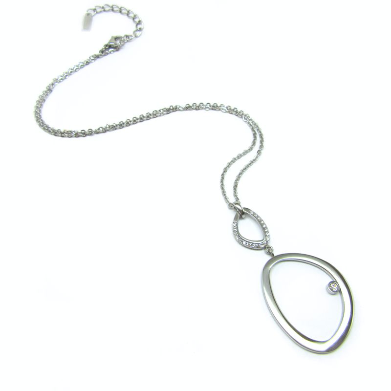 STEELX Modern Open Ovals w/CZ and Chain - N2013 - Click Image to Close